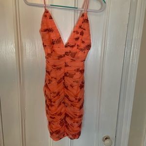 Coral Floral Rushed Dress